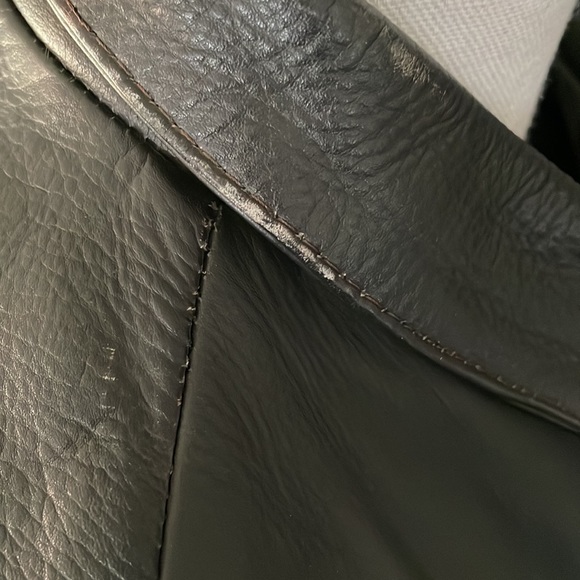 Leather Jacket w/ Hand Painted Cat Black Fringe Motorcycle Western Vintage Small - Picture 12 of 16